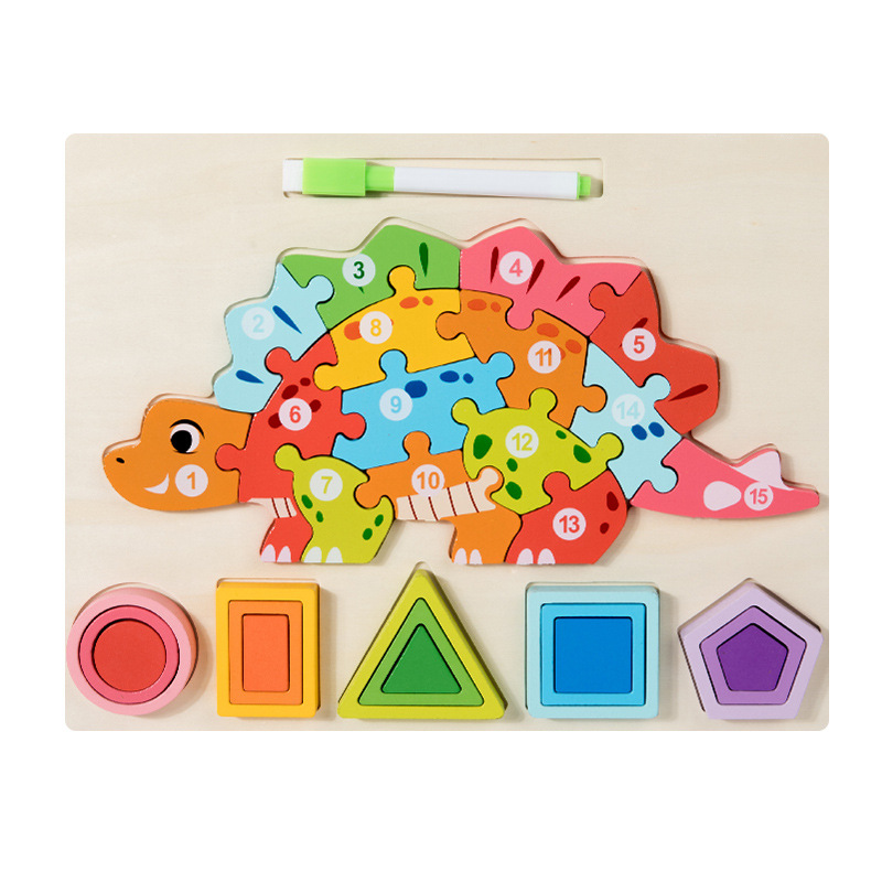 Nuevos productos de forma geométrica puzzle animal digital tridimensional puzzle tablero de dibujo de la educación temprana puzzle forma emparejada bloques de construcción