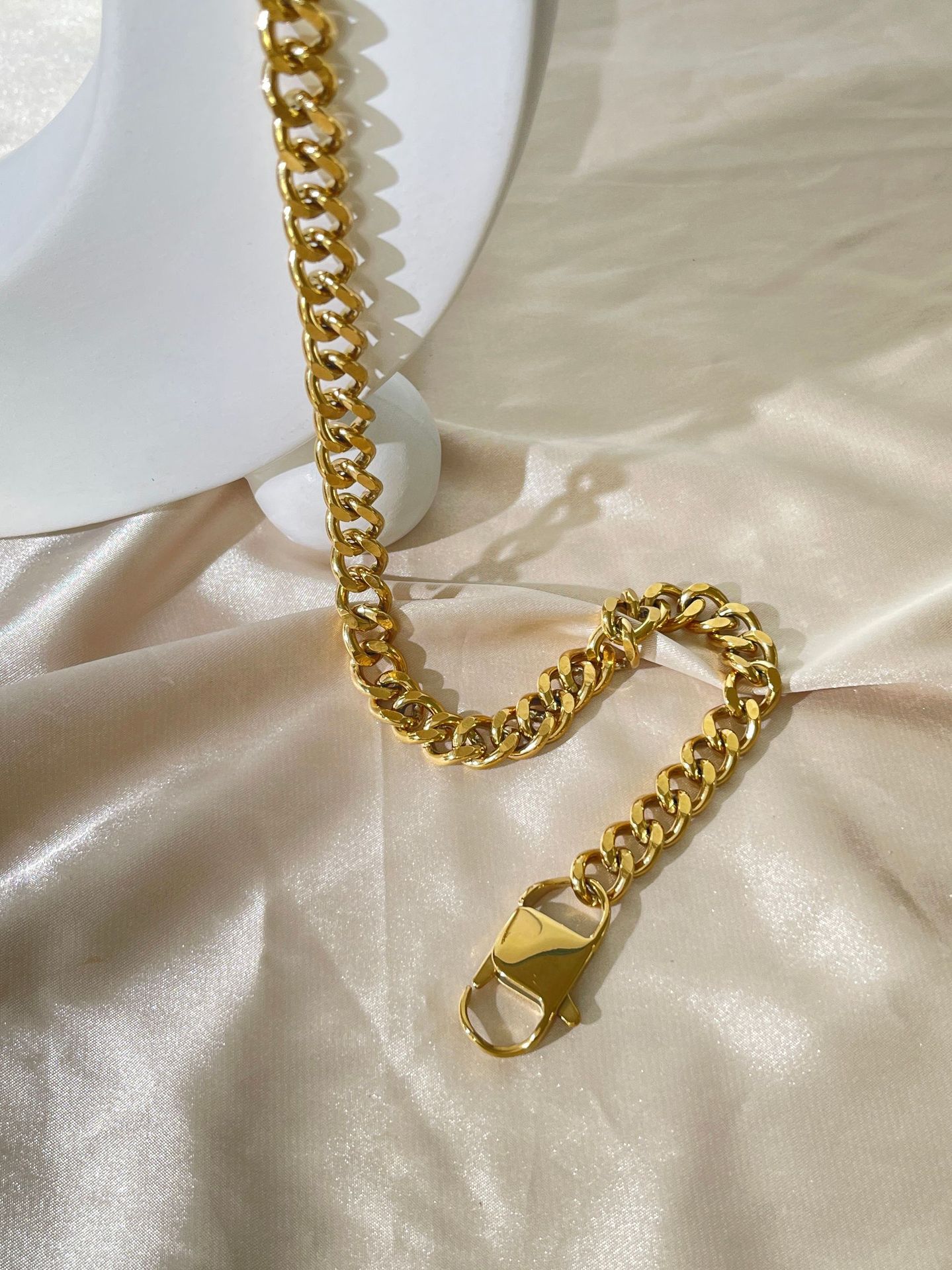 Geometric Pattern PVD Coated Real Gold Plated Geometric 304 Stainless Steel Pearl Exaggerated Waterproof Non Tarnish Choker