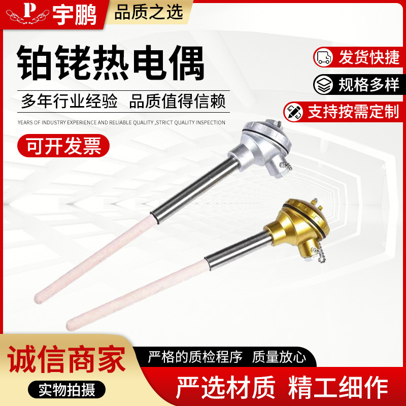 Wrp130 Corundum Tube Ceramic Thermocouple 1600 ℃ Precious Metal High Temperature Resistant Thermocouple S-Shaped Platinum Rhodium Thermocouple