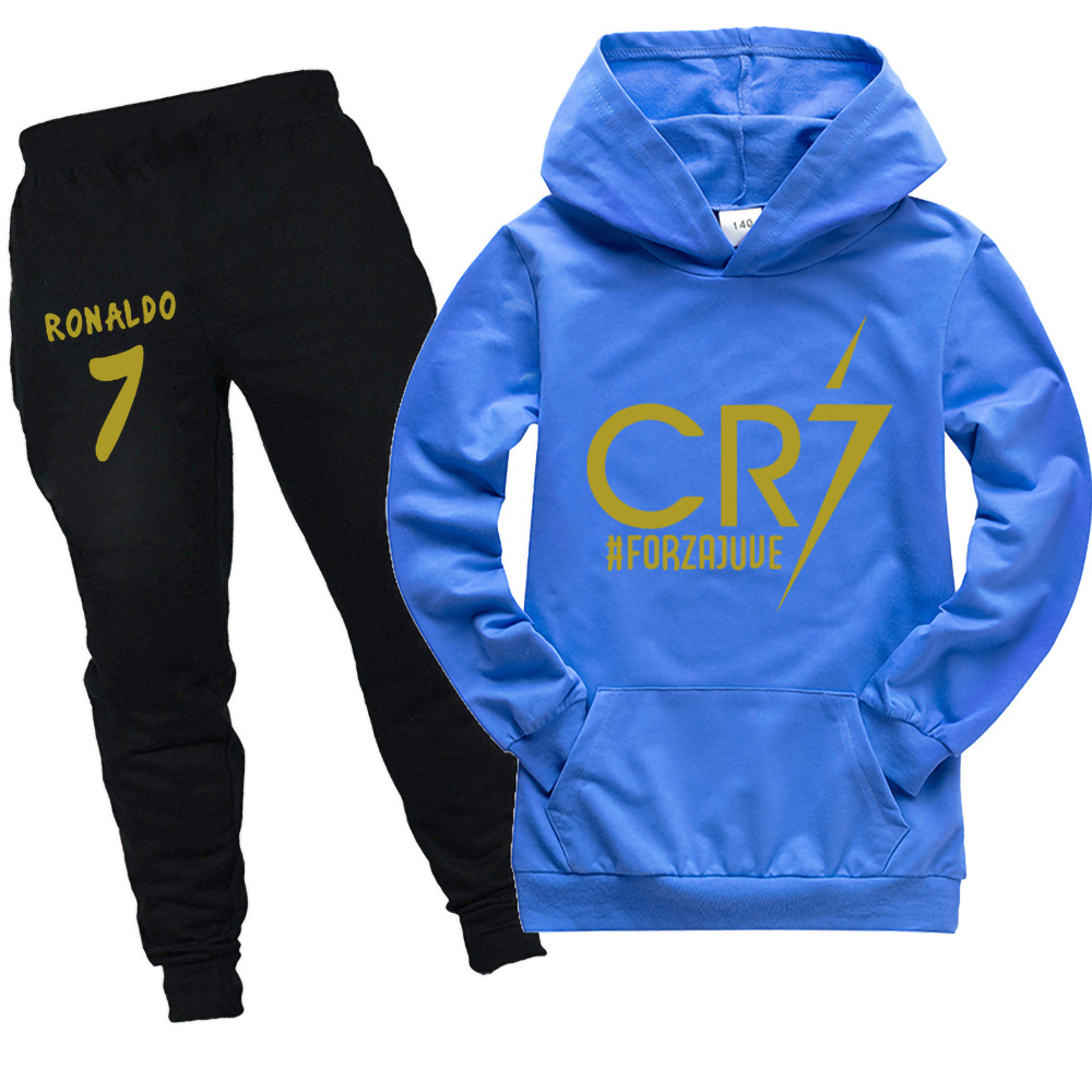 In Stock 100-170 size pattern pocket sweater hoodie + black trousers 2 pieces suit Pk1973A