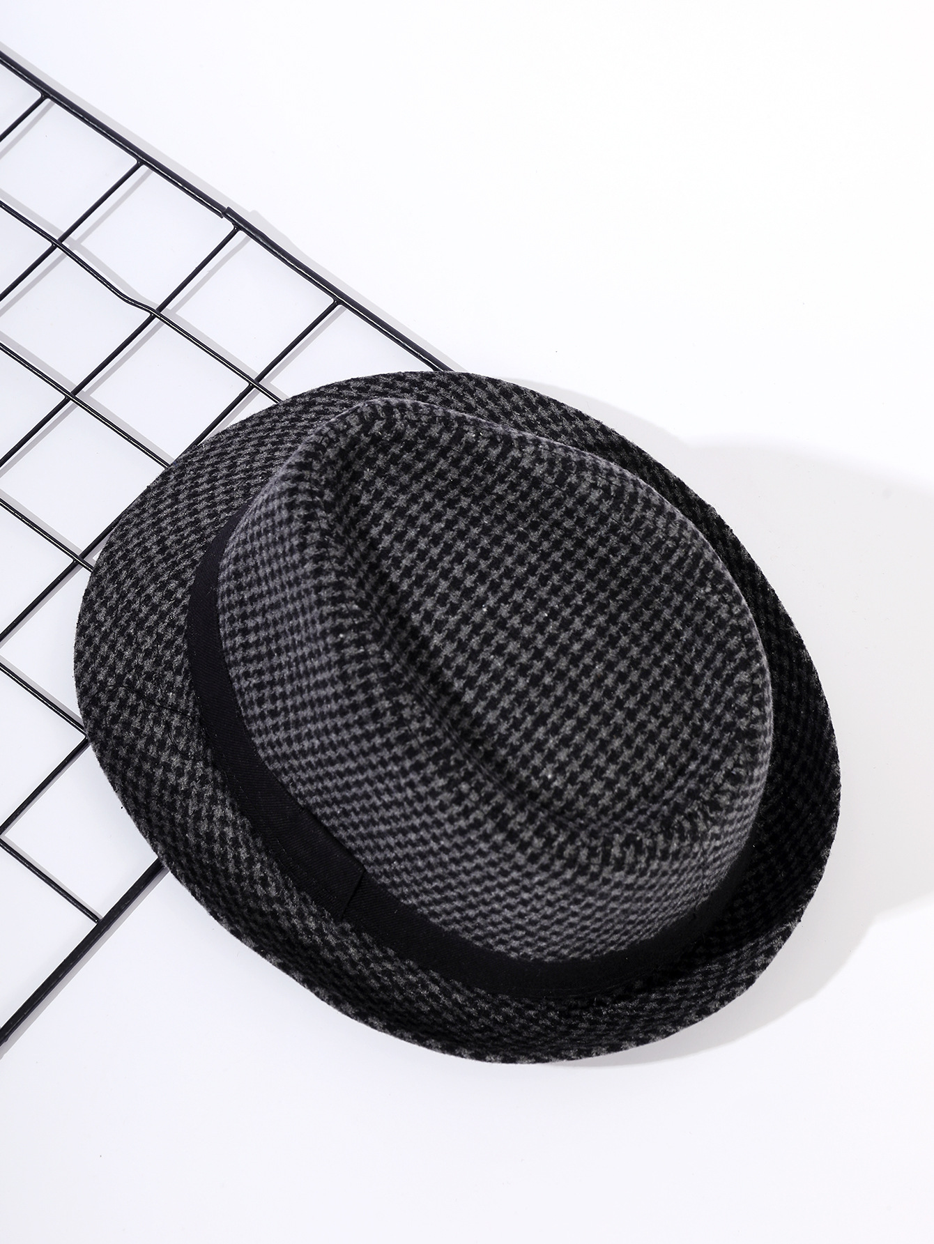 Cappello da uomo jazz a quadri alla moda britannica, in lana, autunno e inverno_voghion.com