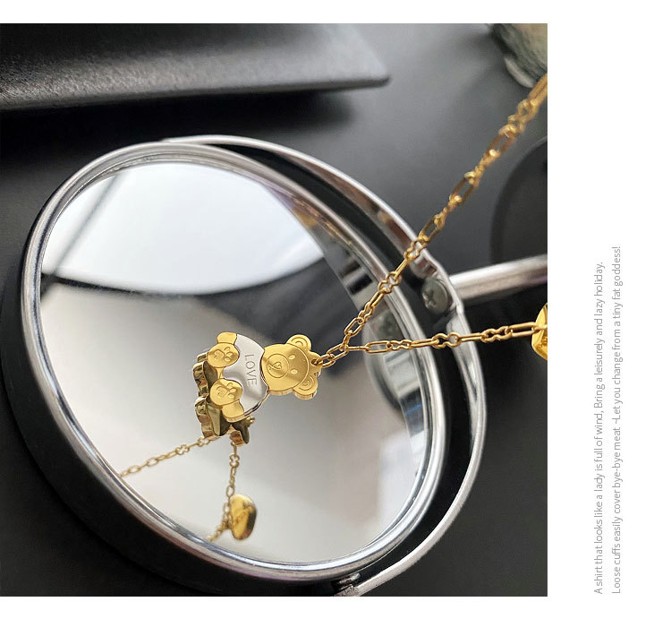 Cute Bear Titanium Steel Plating Necklace