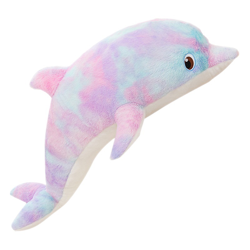 Simulación transfronteriza colorida muñeca de delfines serie Marina biológica teñido Arco Iris delfines almohada de juguete de peluche para las niñas