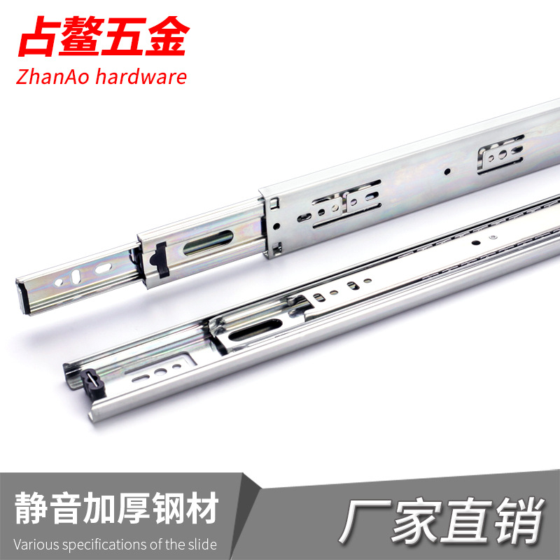 45 ancho 1.2 * 1.2 * 1.4 accesorios de hardware de muebles tres secciones de cajón de bolas de acero rieles deslizantes de guía de rieles fuente de fábrica