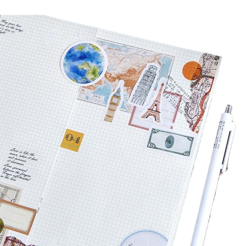 Mo en caja pegatinas una persona viaje diario álbum pegatinas decorativas pegatinas de sellado pegatinas DIY 46 unidades