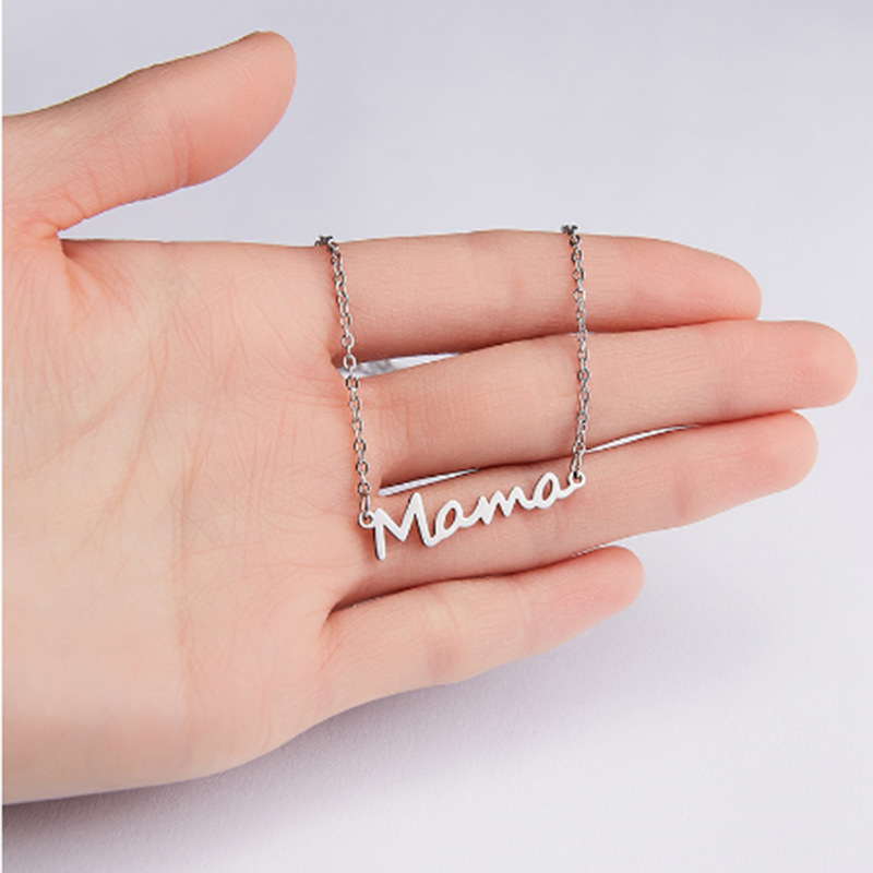 Simple Style Letter Titanium Steel Polishing Plating Mother'S Day Women's Pendant Necklace display picture 7