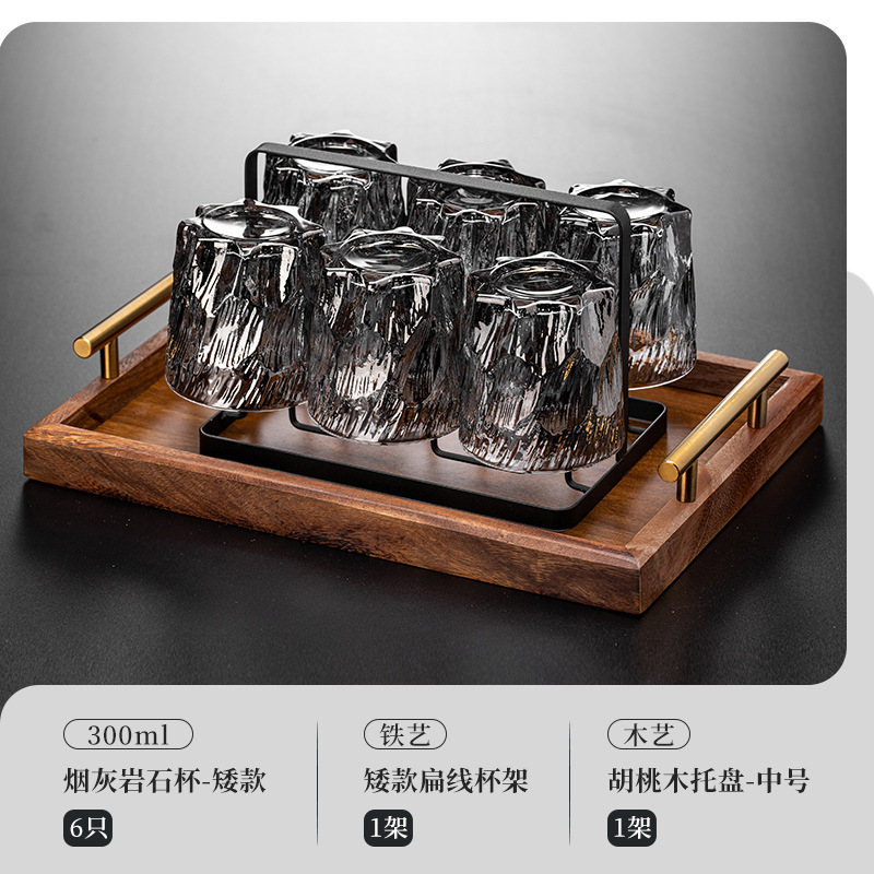 Conjunto de tazas de agua caseras vintage en relieve de vidrio glaciar tazas de agua tazas de té tazas de cerveza