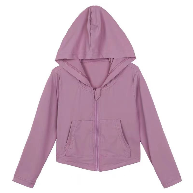 Verano nuevo bebé ropa de protección solar niñas delgada transpirable ultravioleta delgada chaqueta de protección solar de hielo encapuchado