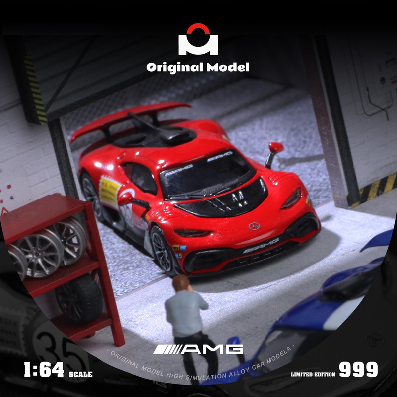 Wholesale-Om1:64 Mercedes-Benz Amg One Red Pig Blue Lava Red Collection Alloy Car Model