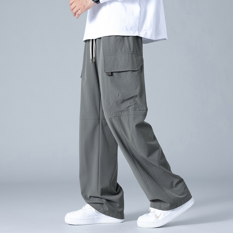 Men's Spring Summer Straight Leg Wide Leg Loose Cargo Work Pants Japanese Style Droopy Loose Fashion Streetwear American Casual Sport Pants