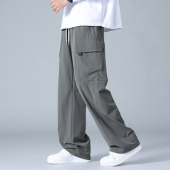 Men's Spring Summer Straight Leg Wide Leg Loose Cargo Work Pants Japanese Style Droopy Loose Fashion Streetwear American Casual Sport Pants