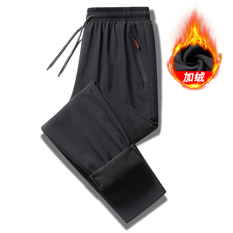 Pantalones casuales transfronterizos para hombres, pantalones elásticos de primavera y otoño, pantalones deportivos casuales rectos sueltos y de terciopelo, fábrica al por mayor