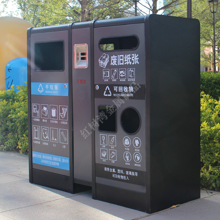 写字楼室内不锈钢分类垃圾桶 商场金属垃圾箱 酒店果皮箱回收箱