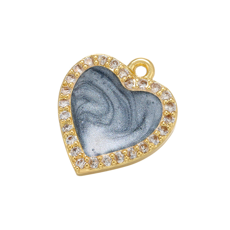 Micro-inlaid Zircon Heart-shaped Oil Drop Copper Pendant Wholesale Nihaojewelry display picture 7