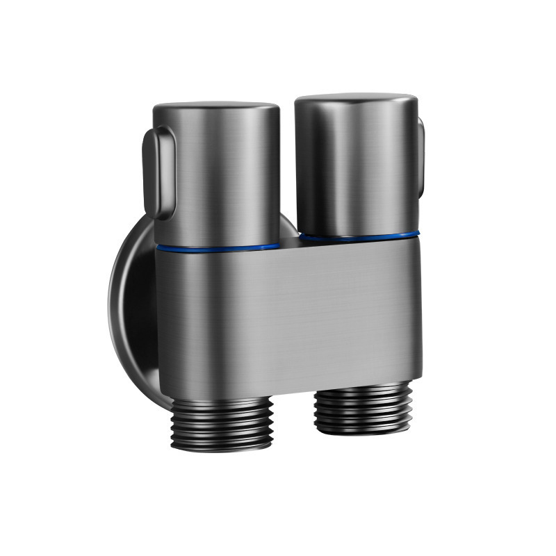 Cobre de doble control de uno en dos-Válvula de ángulo de salida de acero inoxidable de tres vías de doble cabeza hogar mini lavadora multi-función grifo