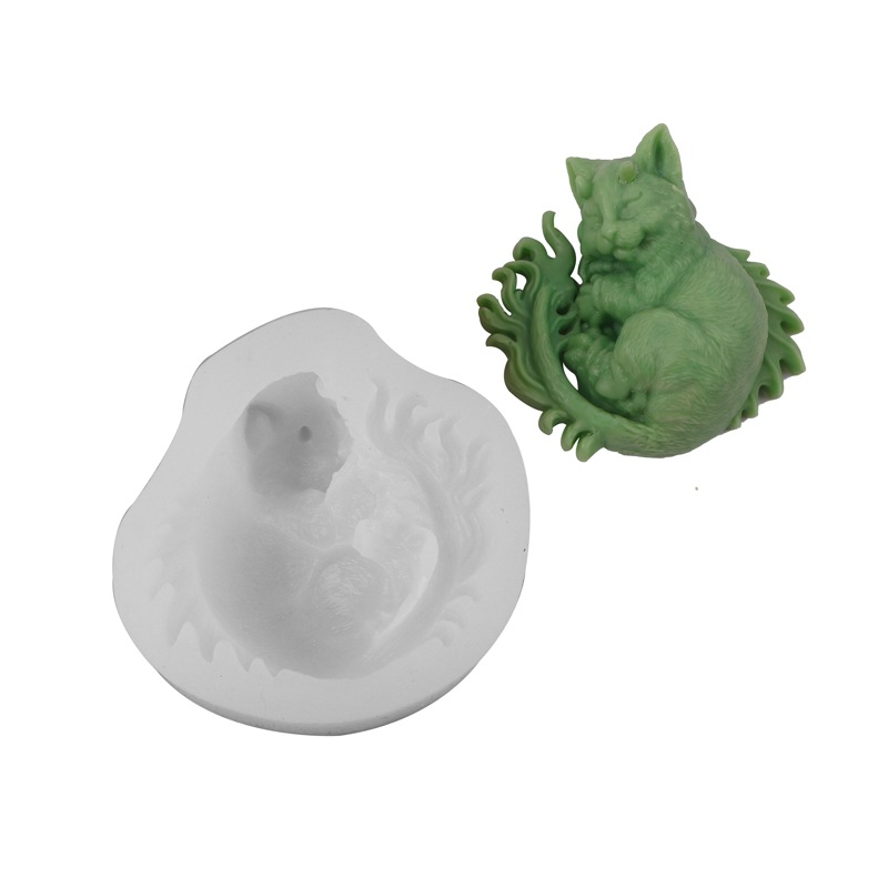 Jabón de jabón utensilios para hornear dormir diablo gato fondant molde de la torta aromaterapia decoración de yeso molde de silicona