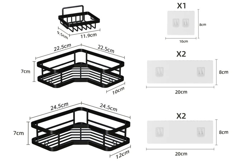浴室収納ラック、トイレ壁掛け、穴あけ不要、シャワールーム壁掛け収納、シャワージェル三角ラック、浴室収納|undefined