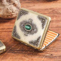 Gentleman's 20-Piece Carved Brass Metal Cigarette Case, Thick Brass, Metal, Stress-Resistant, Personalized, Retro, Portable Gift