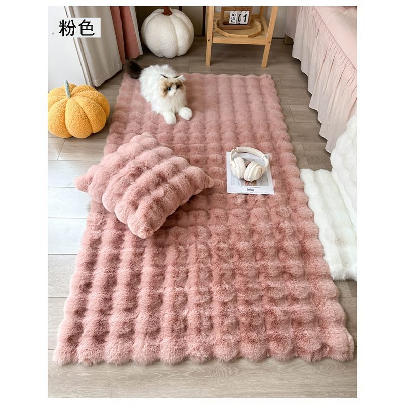 Round Floor: Zhongguo Car Carpet - pink-new-rabbit-hair-bubble-fleece-80x200cm