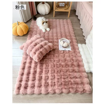 Bedroom Entry Carpet, Living Room Light: Car Carpet - pink-new-rabbit-fur-bubble-velvet-80x200cm