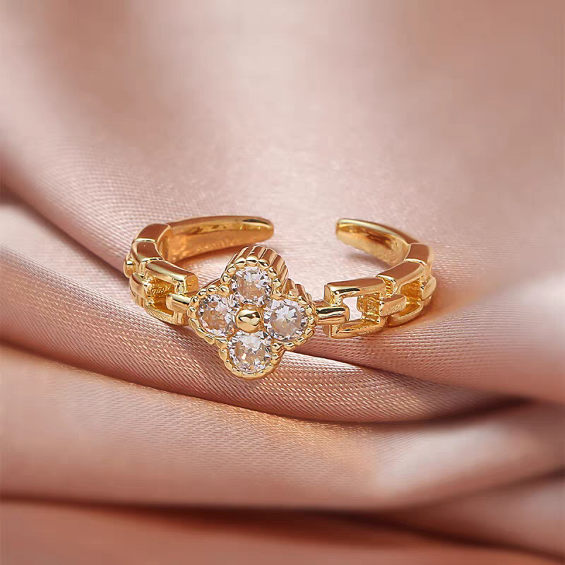 Cute sophisticated fresh adjustable ring with zircon