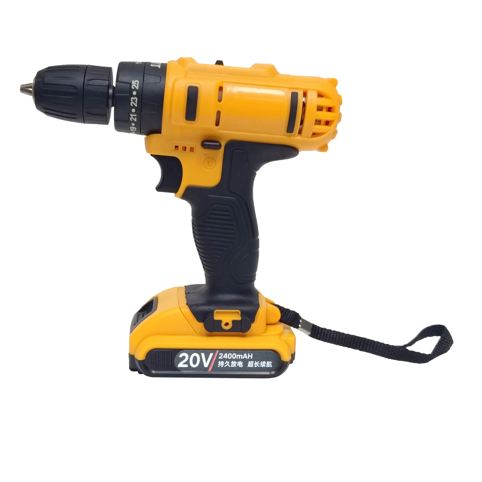 Soporte al procesamiento al por mayor del tipo de comercio exterior destornillador eléctrico multifuncional taladro de litio taladro de impacto amarillo taladro de mano de carga