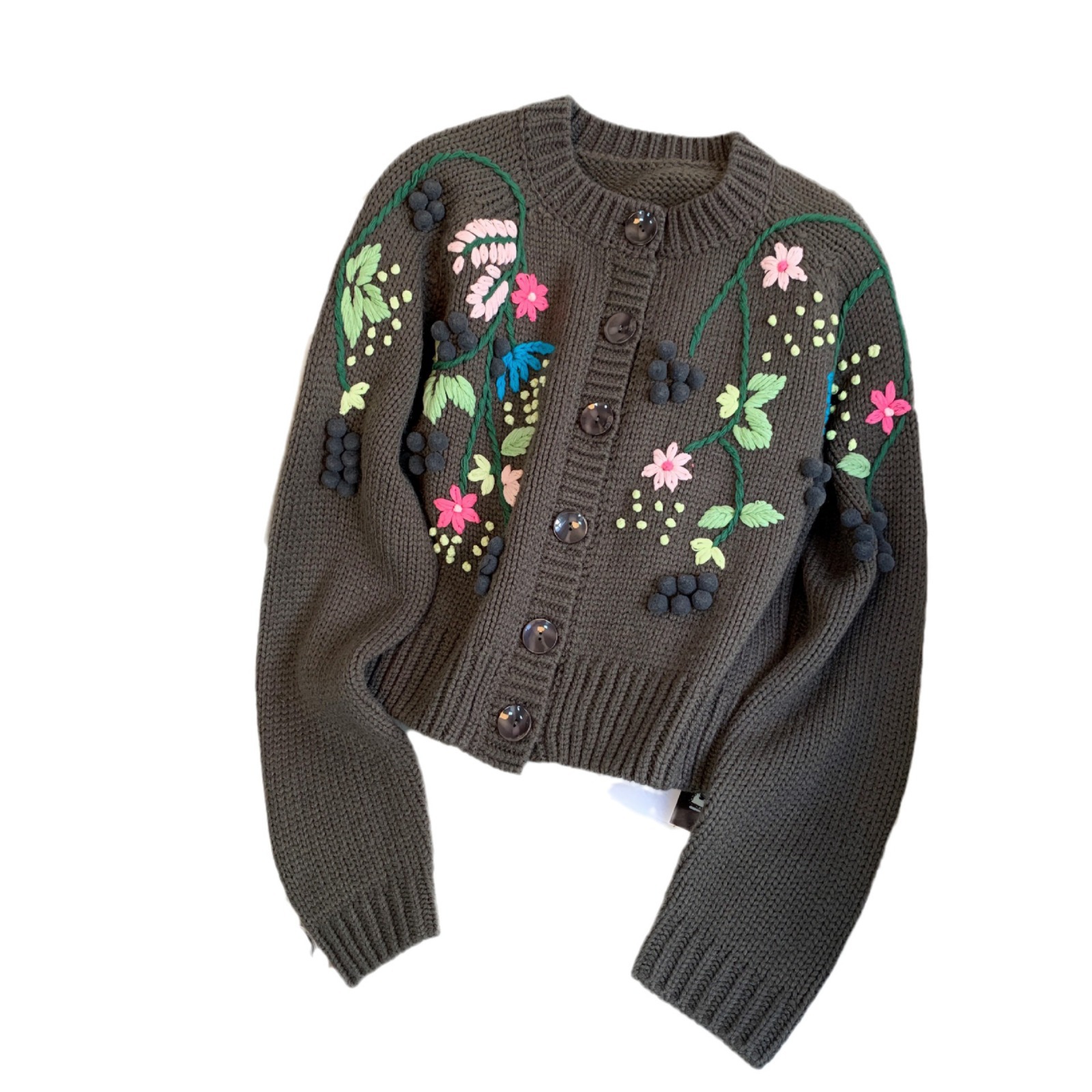 Damenbekleidung, exquisite Strickjacke mit schwerer Stickerei und Blumenmuster, Herbst und Winter dieses Jahres, beliebter modischer und vielseitiger Pullover für Damen_voghion.com