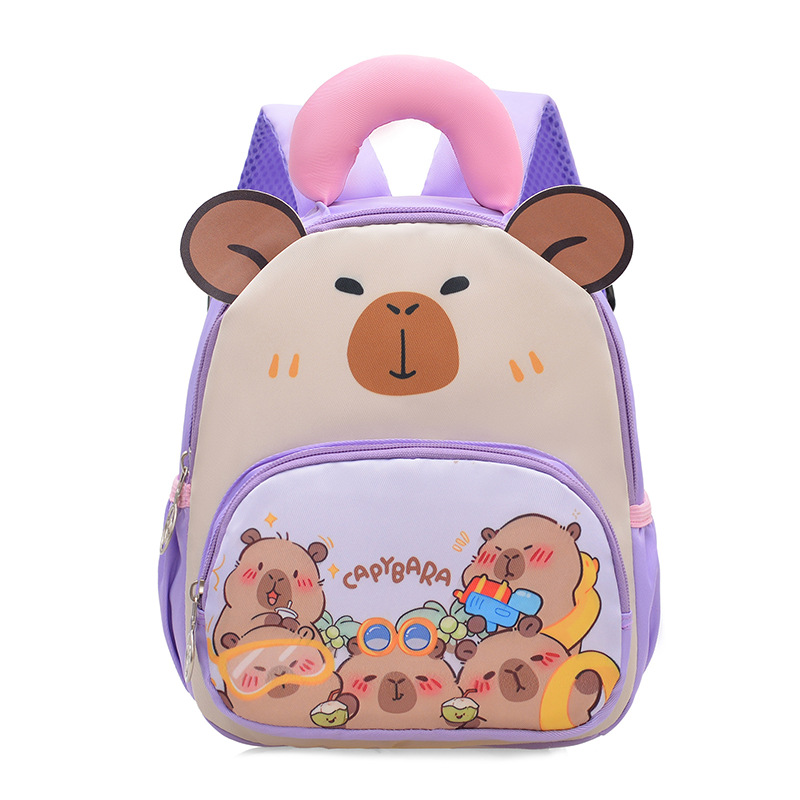 Mochila infantil Capibara, mochila infantil de dibujos animados, 3 años de edad, 5 años de edad, lindas niñas, mochila de jardín de infantes, luz