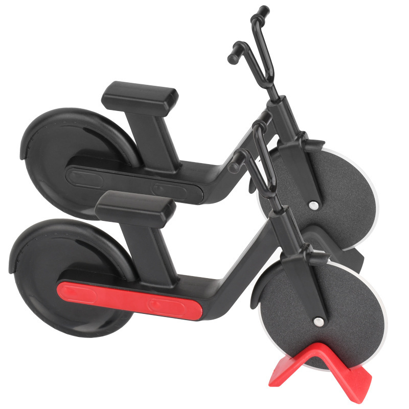 Bicicleta cortador de pizza motocicleta cortador de pizza doble rueda cortador de pizza cortador de panqueques rueda de panqueque