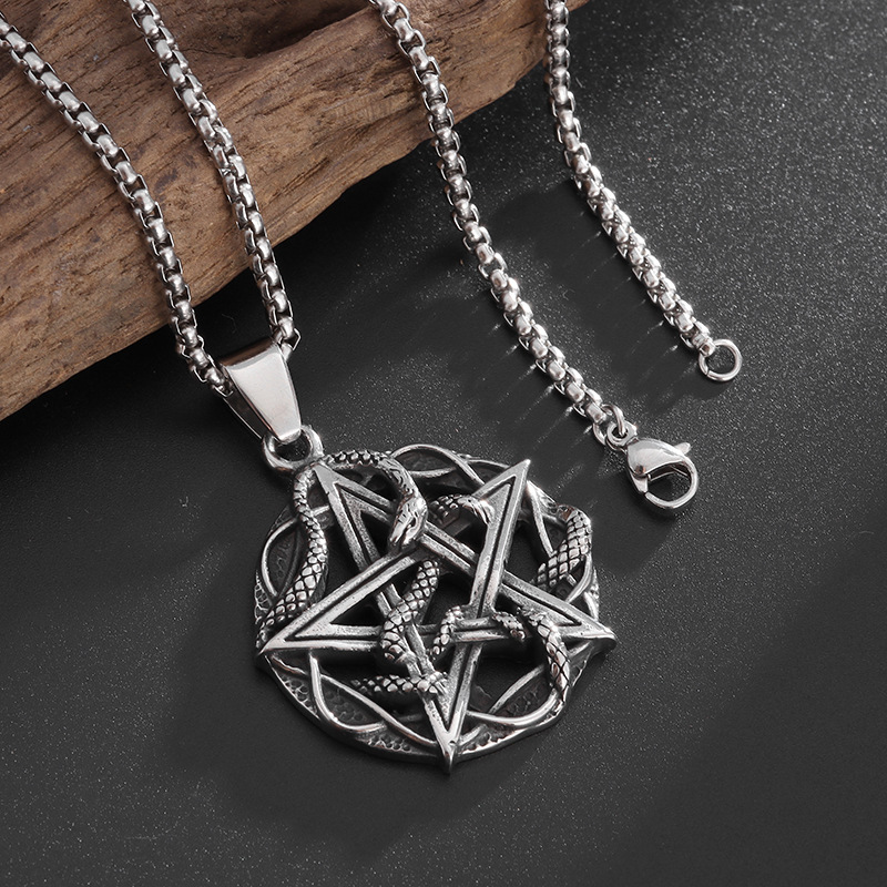 Collana con ciondolo serpente e stella stile hip-hop lega_voghion.com