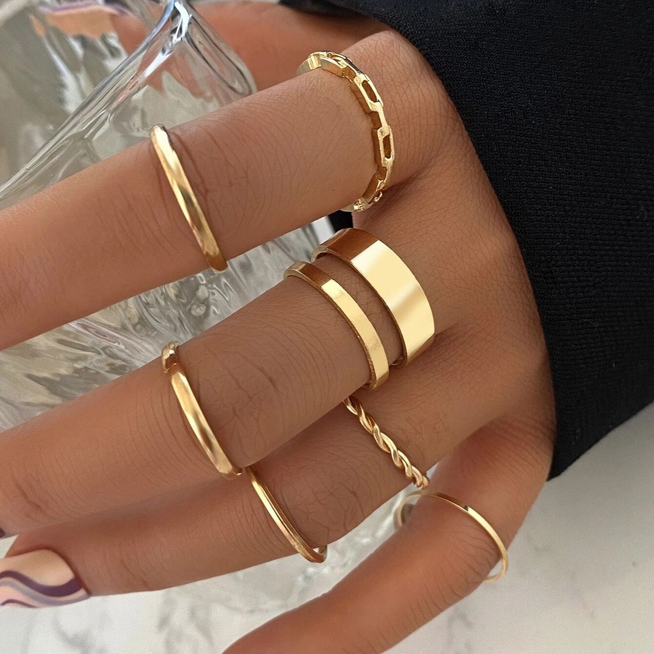 Europäisches Und Amerikanisches Retro Ring Set 7 Teilig_voghion.com