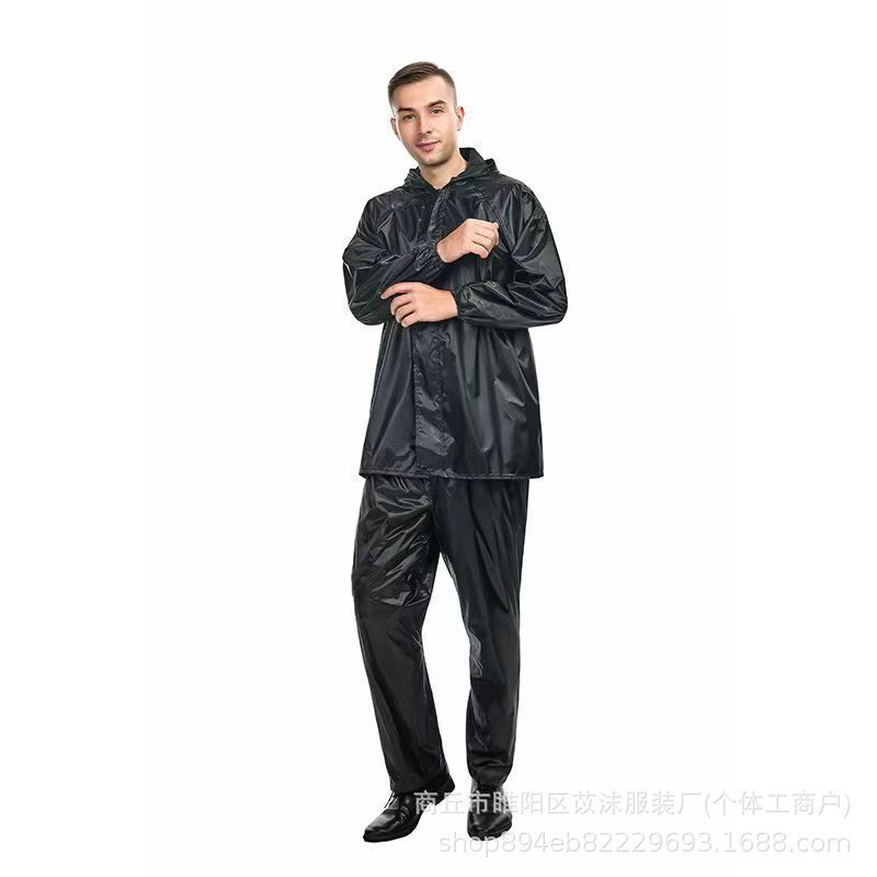 オックスフォード布専用99式大人厚手反射ブラック汎用セパレート式アウトドア防豪雨レインコートレインパンツカバー|undefined