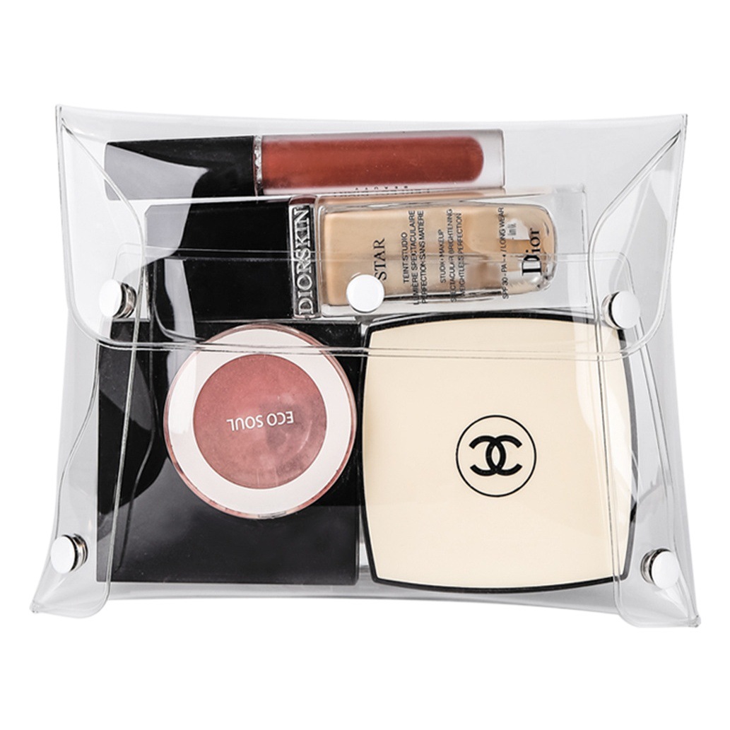 Bolsa de cosméticos transparente tamaño pequeño ins Internet celebridad portátil de viaje portátil bolsa de sombra de ojos en polvo pastel lápiz labial maquillaje cepillo bolsa de almacenamiento