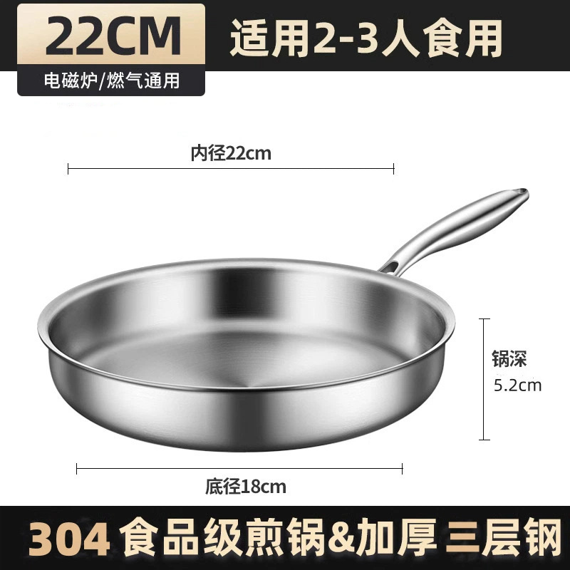 德国316不锈钢平底锅家用小号无涂层煎锅不粘锅煎鸡蛋煎牛排锅具|undefined