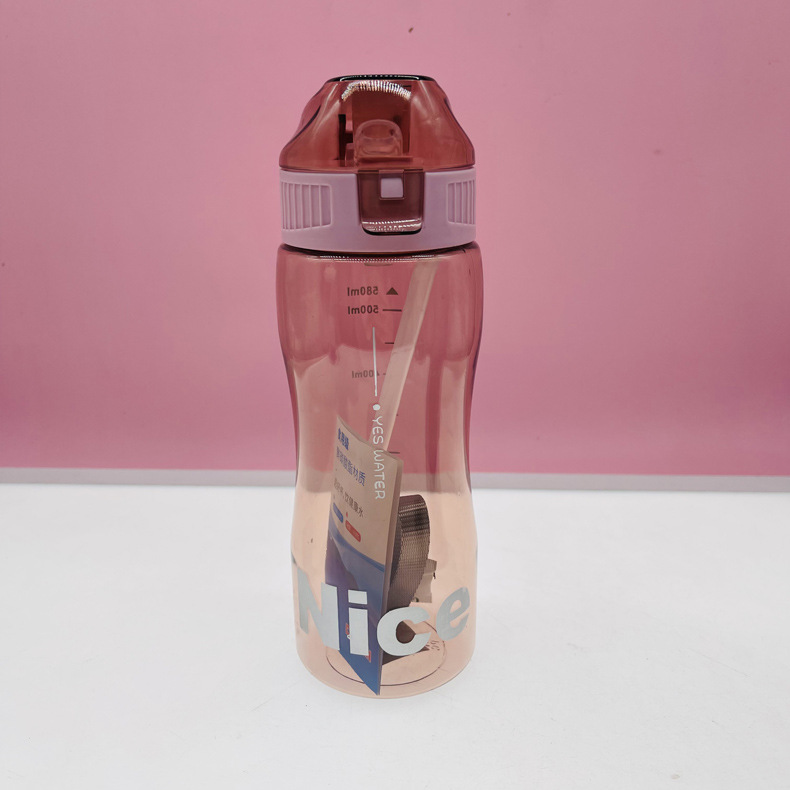 Tianyi 0719 taza de paja de silicona taza de agua 580ml taza de plástico mujeres embarazadas beber taza estudiante rebotando conveniente taza de agua