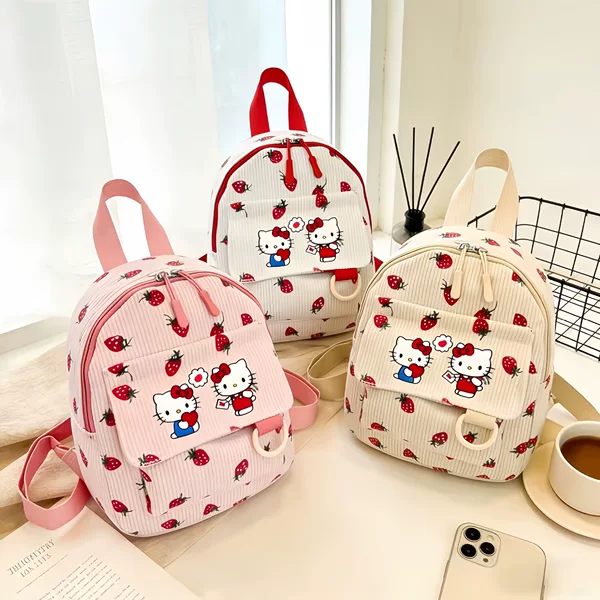 Cat Cartoon Backpack, Sweet and Cute, Corduroy Fabric, Soft and Comfortable, Red Backpack