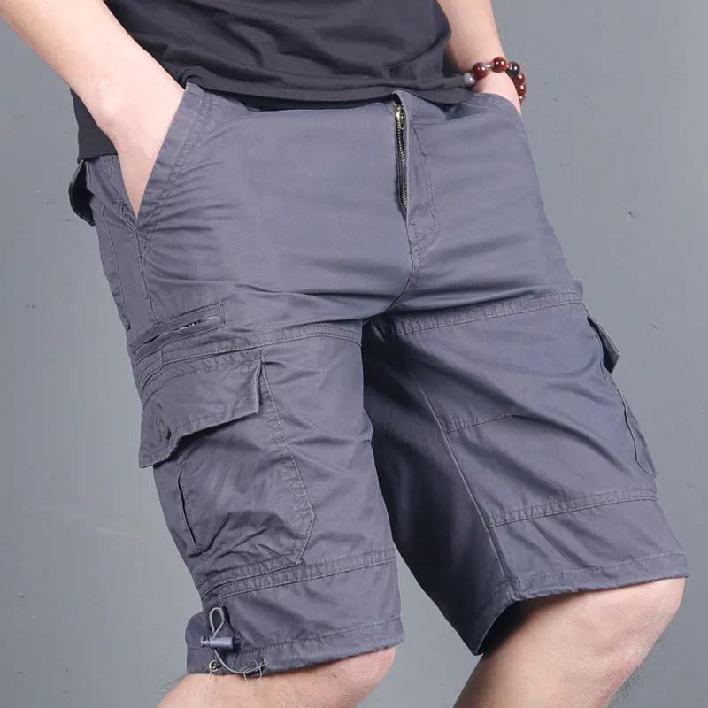 Wholesale Elastic Waist Men's Summer Workwear Six-Point Pants Loose Large Size Casual Shorts Pure Cotton Outer Wear Mid-Pants Straight