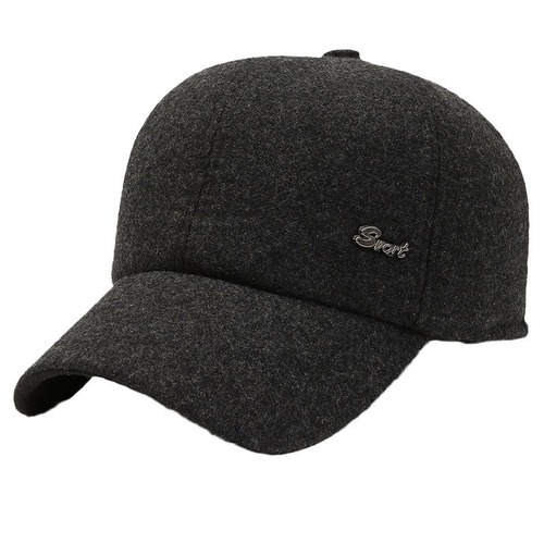 Men's Winter Middle-Aged and Elderly Woolen Duckbill Hat, Father and Grandfather Ear Protection, Thick Warmth Baseball Hat, Cold Prevention Cotton Hat