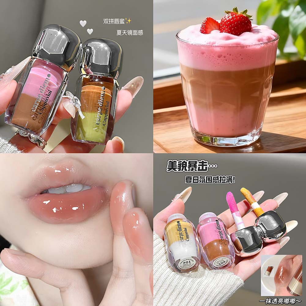 CAPPUVINI Latte doble miel labial, espejo de agua, esmalte labial, cosméticos transfronterizos.