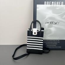 新款手机包针织镂空条纹拼色民族休闲风时尚休闲百搭日常通勤手机