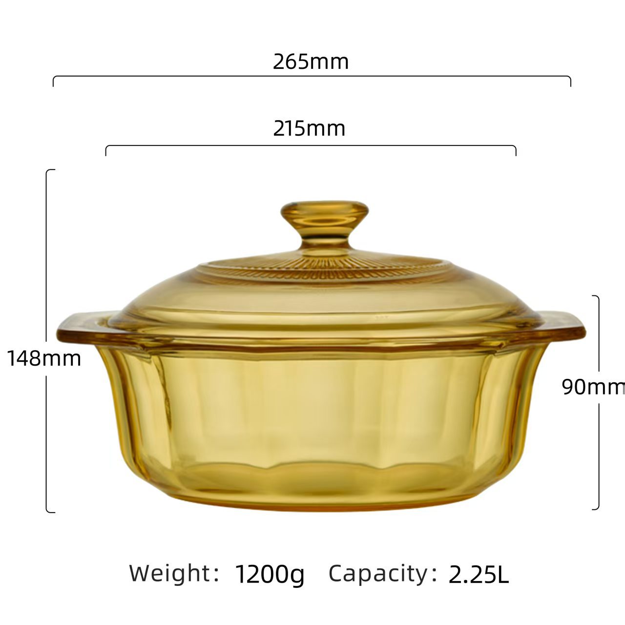 JX 금박 투명 냄비 2.25L (국산, 코렐론 제품 아님)