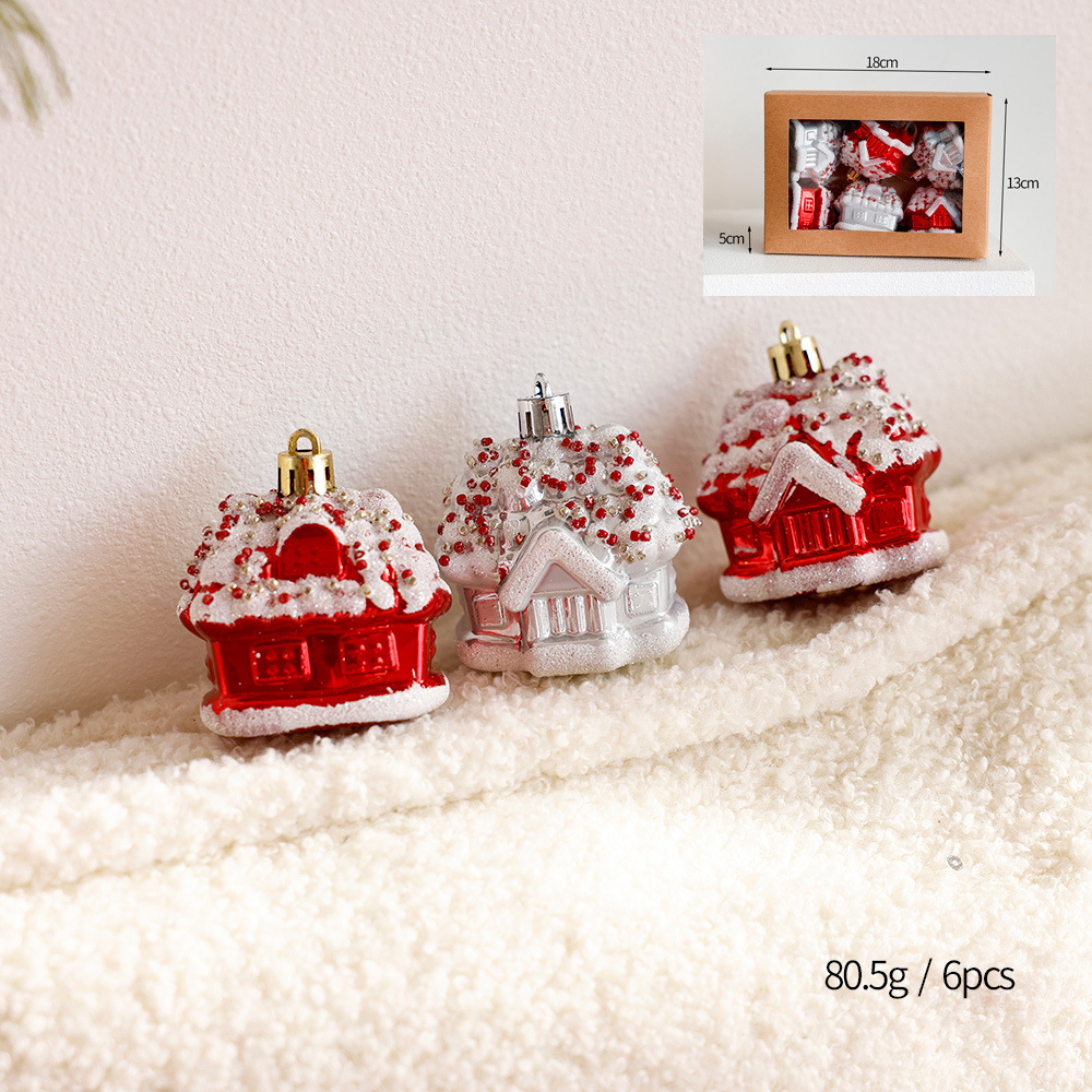 Bola de Navidad roja bola de plástico árbol estrella superior decoración del árbol de Navidad casa colgante donut PVC bola en caja