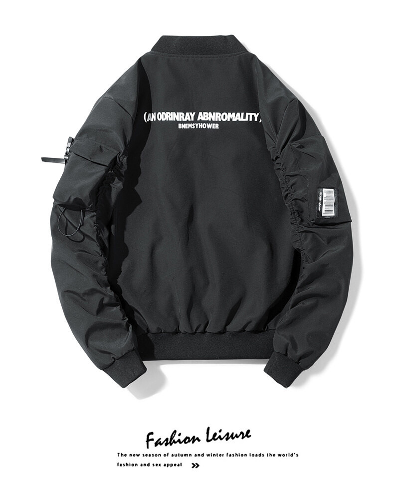 Monochrome Herren-Outdoor-Herbstjacke in europäischen Größen, Softshell-Jacke mit Stehkragen, Sport-Baseballjacke, Fliegerjacke der US-Luftwaffe_voghion.com