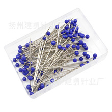 批发100枚盒装彩色多色3*0.6*38MM玻璃头大头针手工缝纫用固定针