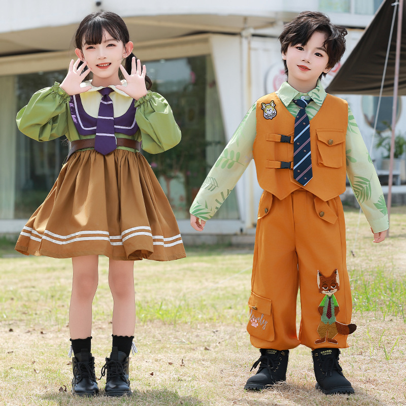 Boys and Girls Autumn Cos Clothing 2025 New Kidsren's Judy Nick Fox Girls Baby Performance Clothing 6