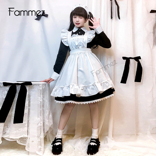 Japanese long-sleeved cosplay clothes cute Lolita uniform daily dress traditional maid maid outfit LT003