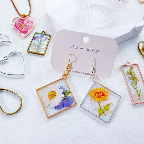 Jewelry accessories DIY alloy jewelry glue mold mixed simple geometric pattern metal hollow bottom frame