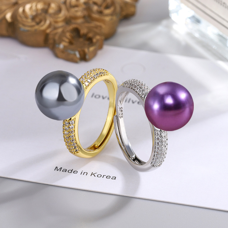 Adjustable ring with zircon pearl