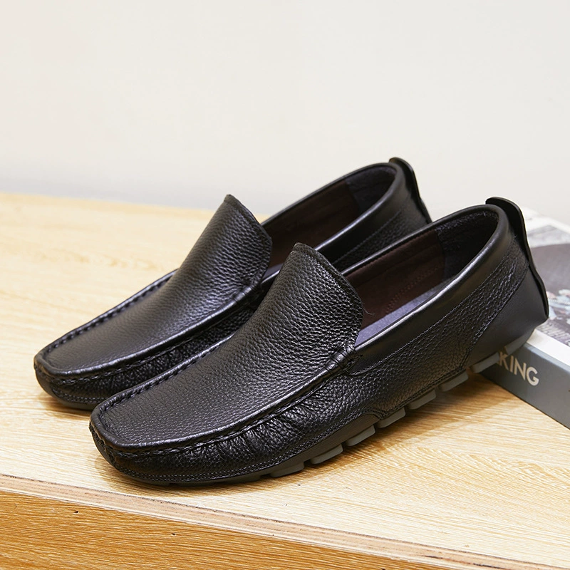 Сшитая обувь, осень 2021, новые однослойные шапочки из натуральной кожи, удобные и дышащие мужские кожаные туфли на плоской подошве, производитель оптом