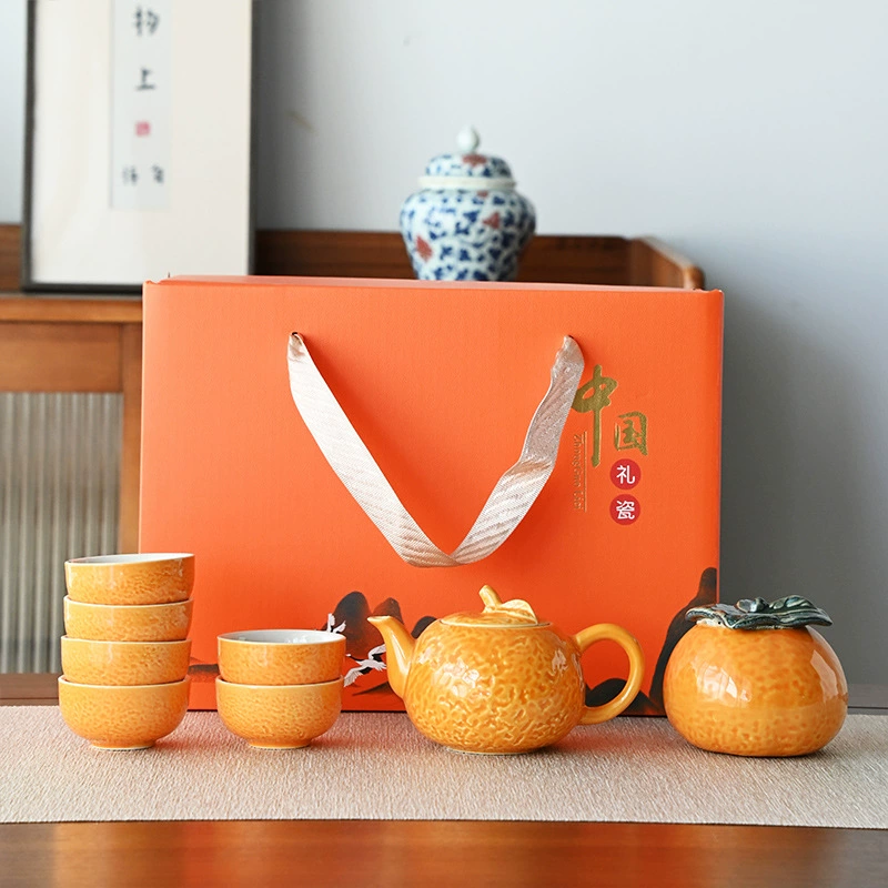 Творческое моделирование удачи кунг-фу чайный сервиз костюм керамический офис горшок из 6 чашек чайник чайный сервиз подарок